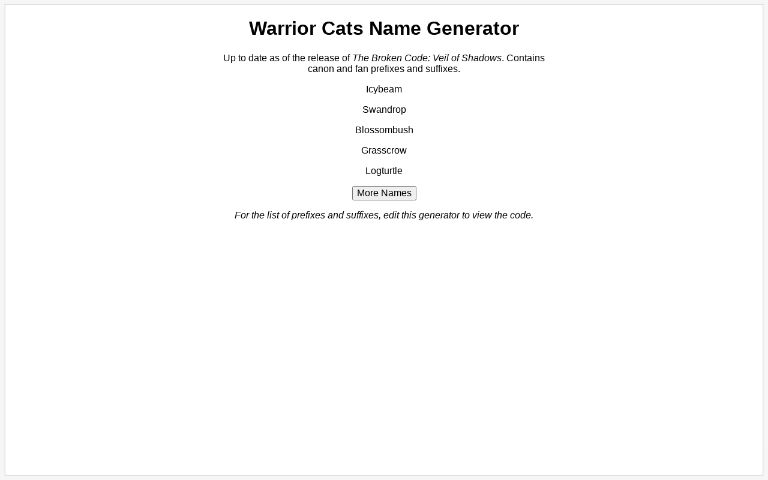 Warrior Cat Name Generator on Vimeo