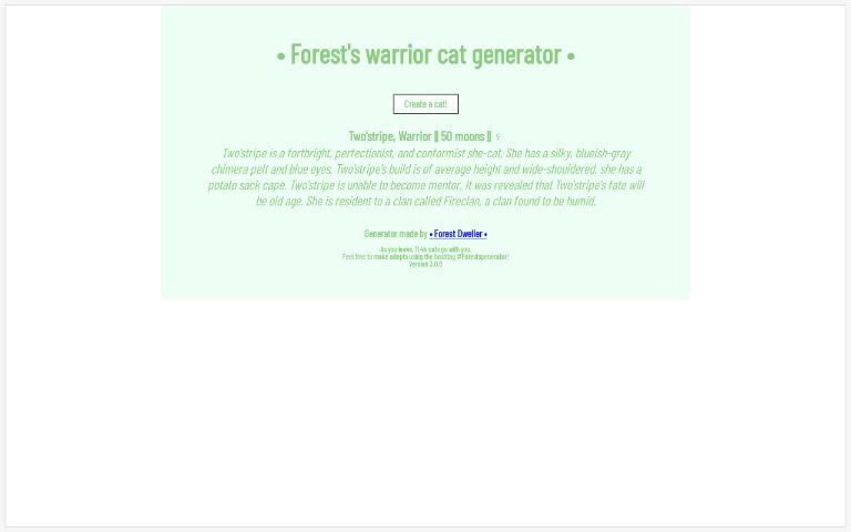Warrior Cat Design Generator