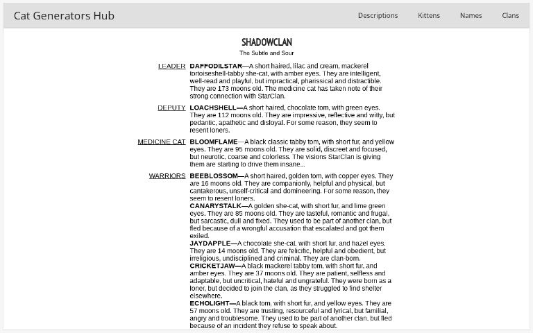 Warrior Cat Clan Generator