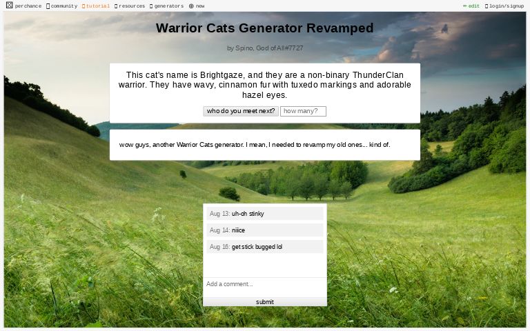 Warrior Cats Generator Revamped ― Perchance