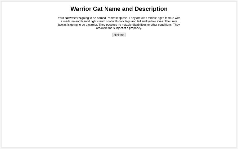 Warrior Cat Name And Description Generator