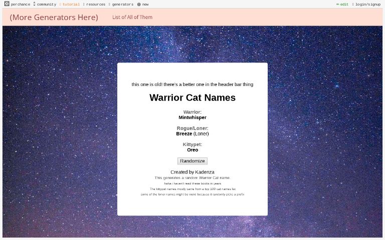 Warrior Cat Names ― Perchance Generator