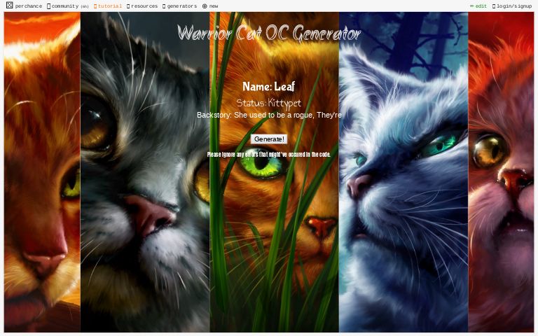 Warrior Cat And Loner/Rogue Name Generator