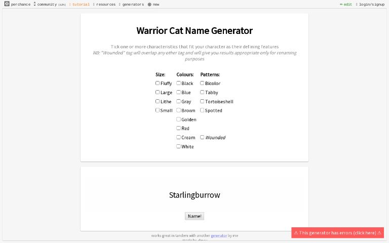 Unique Warrior Cat Name Generator ― Perchance