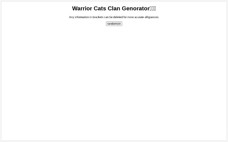 Warrior Cats Clan Genorator🐈🐈‍⬛ ― Perchance Generator