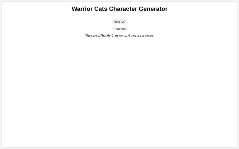 Warrior Cats Name Generator ― Perchance
