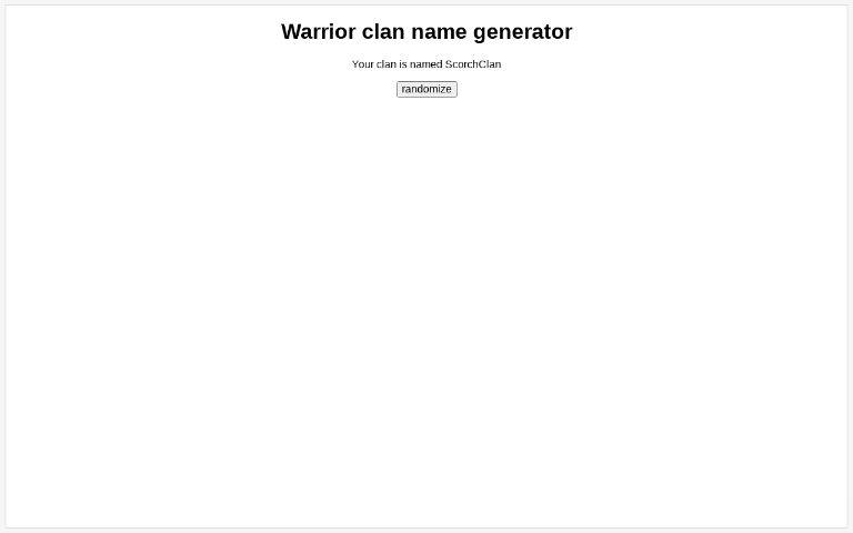 Warrior clan name generator