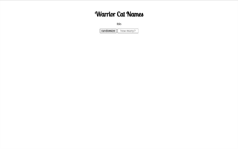 Warrior Cat Names Perchance Generator