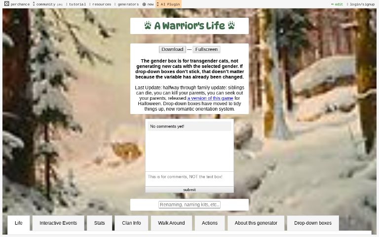 A Warrior S Life Perchance Generator