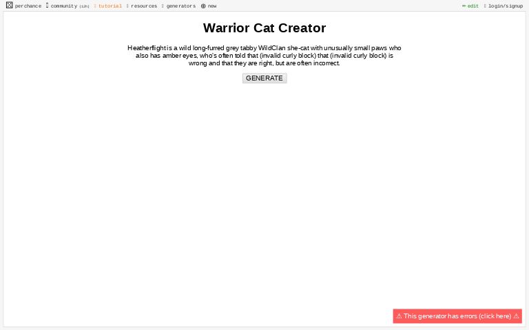 Warrior Cat Creator ― Perchance Generator