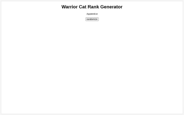 Warrior Cat Rank Generator