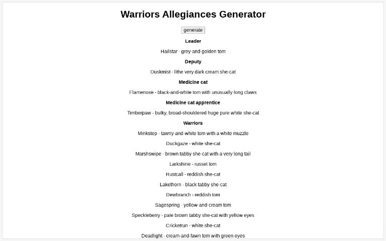 Unique Warrior Cat Name Generator ― Perchance