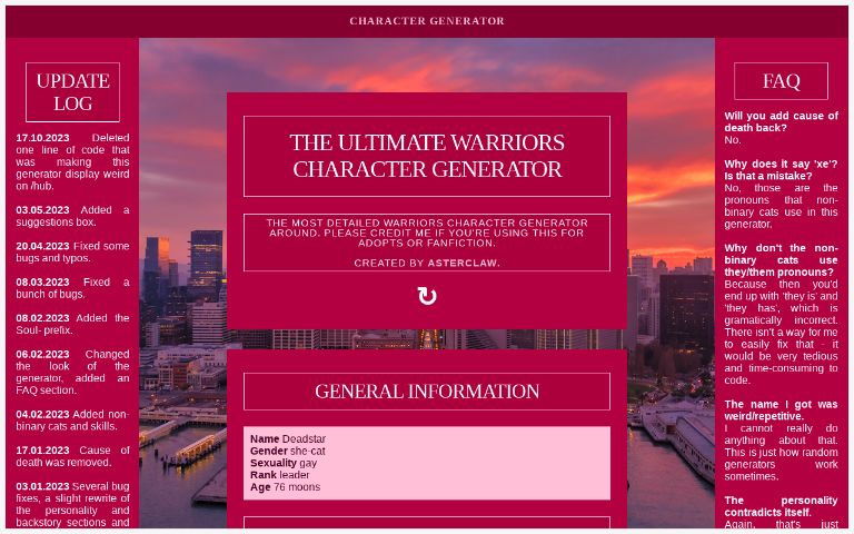 Warriors Character Generator Perchance