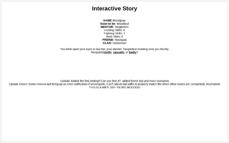 Warriorcats Interactive Story ― Perchance Generator