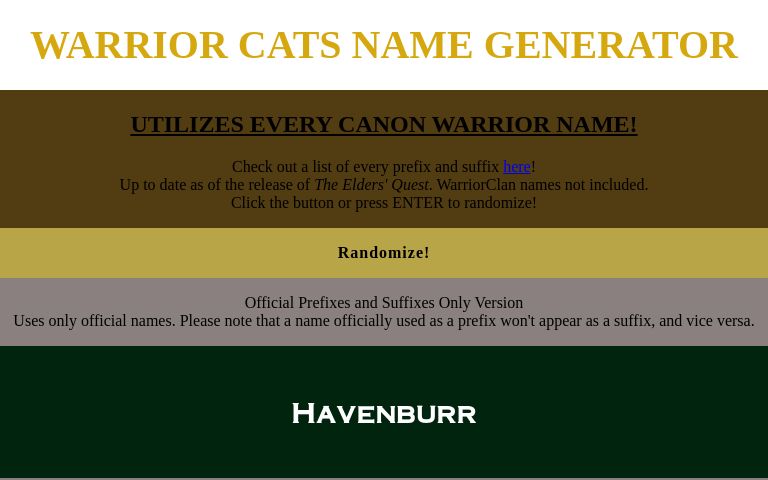 Warrior Cat Name Generator Perchance