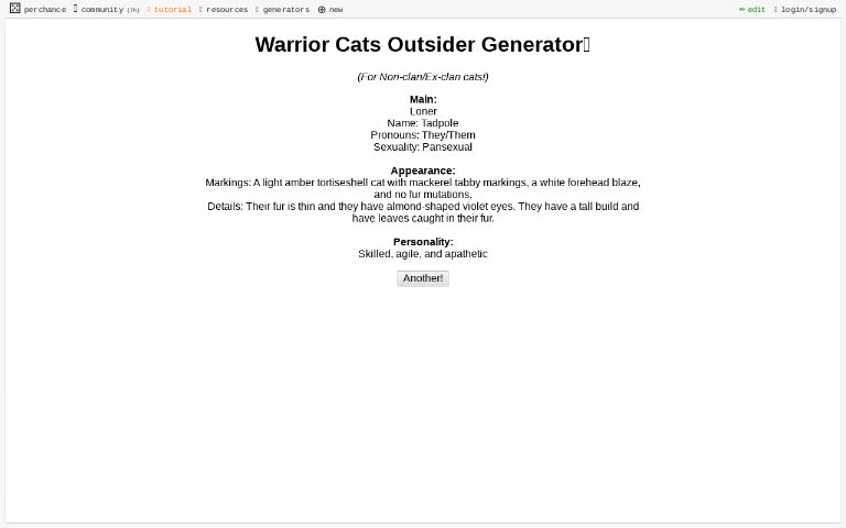 Warrior Cat And Loner/Rogue Name Generator