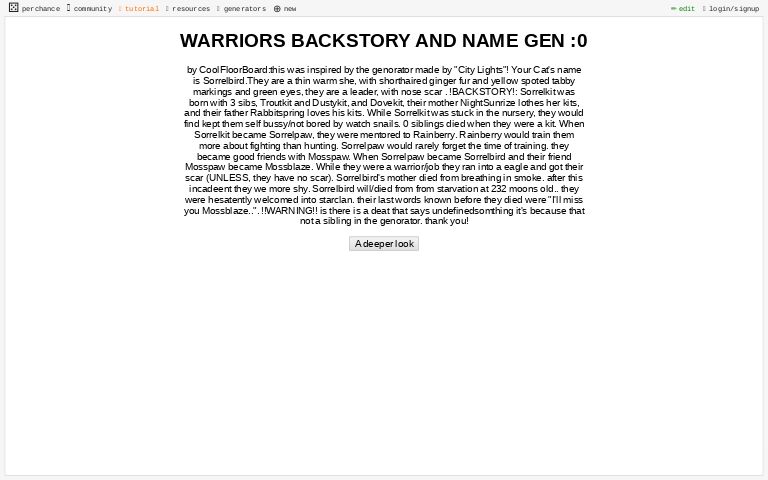 WARRIORS BACKSTORY AND NAME GEN :0