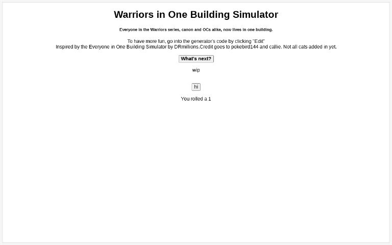 Warriors in One Building Simulator ― Perchance Generator