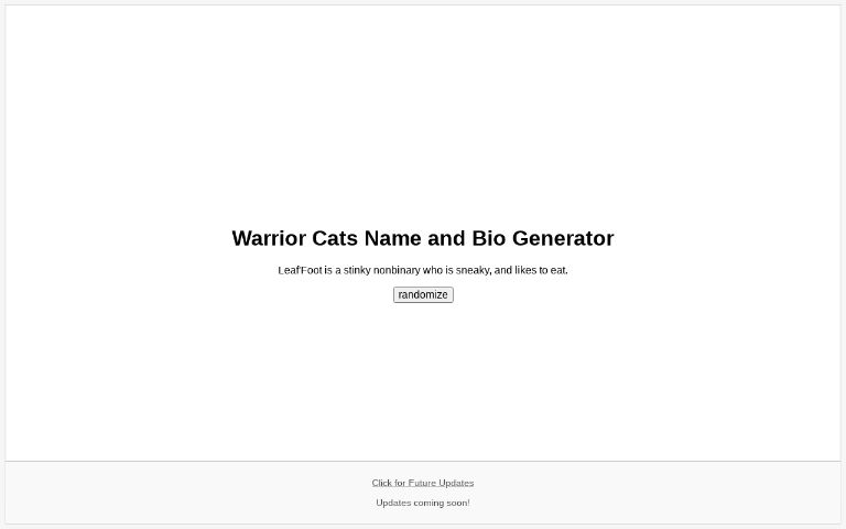 Warrior Cats Name And Bio Generator Perchance