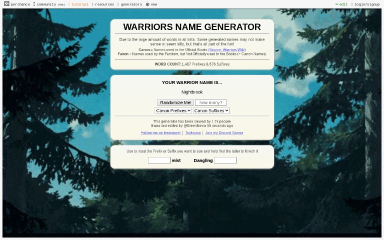 CH Warrior Name Generator