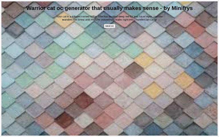 Warrior Cat Oc Generator That Usually Makes Sense By Minifrys