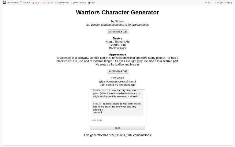 Warriors Character Generator