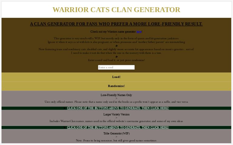 Warrior Cat Name Generator on Strikingly