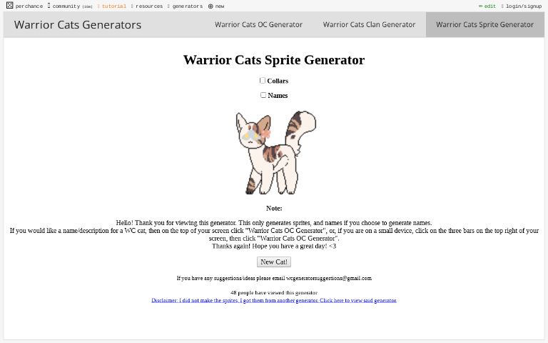 Warrior Cats Sprite Generator