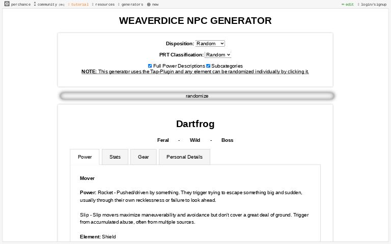 Weaverdice Power Generator ― Perchance