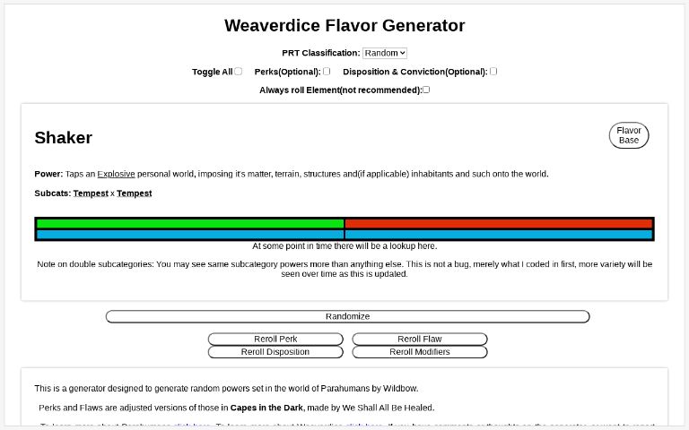 Weaverdice Power Generator ― Perchance