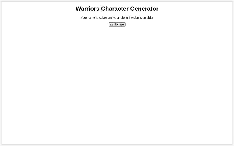 Warriors Character Generator