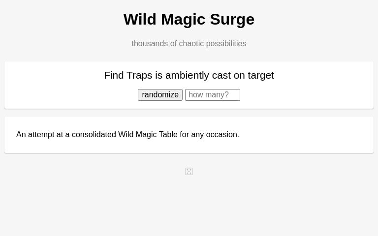 Wild Magic Surge Perchance Generator