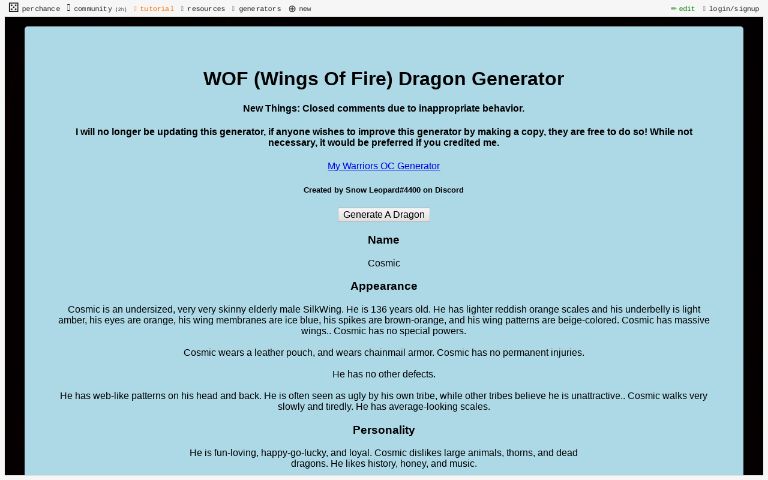 ai wings of fire oc generator