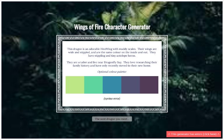 Wings of Fire Character Generator