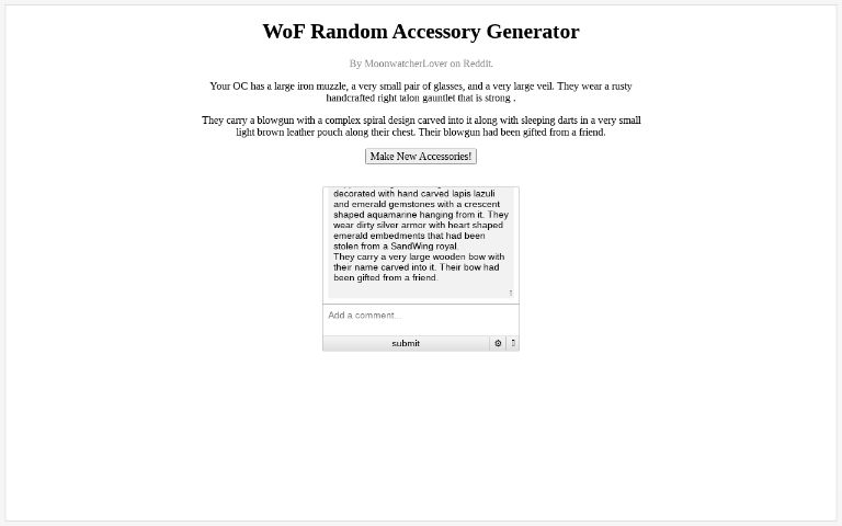 WoF Random Accessory Generator
