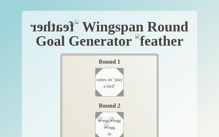 Wingspan Round Goal Generator