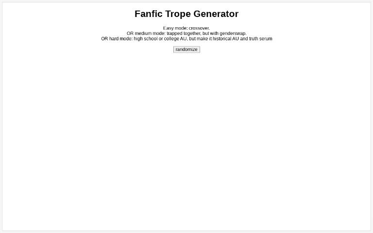 Fanfic Trope Generator