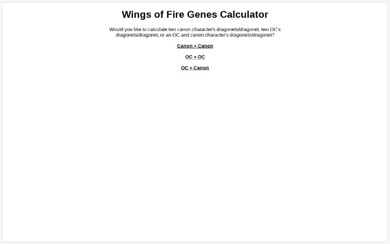 Wings of Fire Genes Calculator ― Perchance Generator