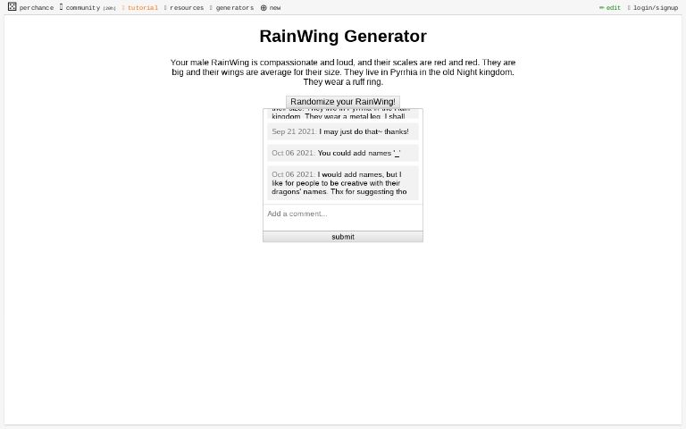 Rainwing Generator