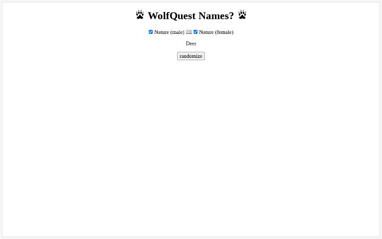 WolfQuest Names? ― Perchance Generator