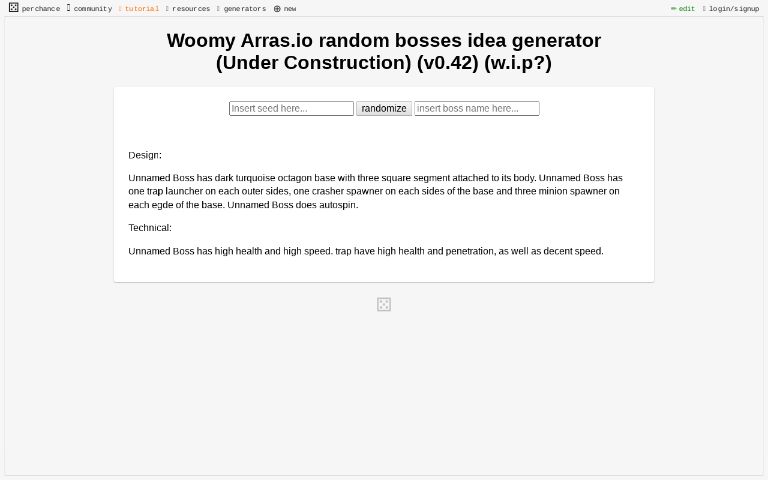 Woomy-Arras.io Randomizer ― Perchance Generator