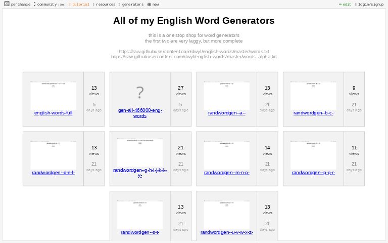 All of my English Word Generators ― Perchance