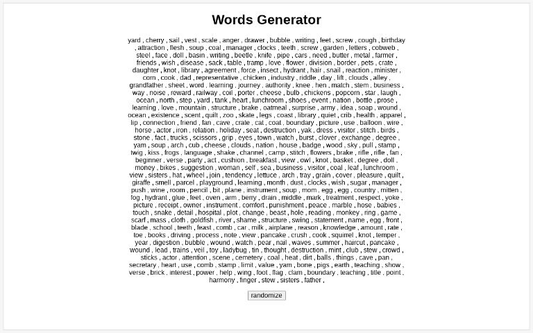 text generator number of words