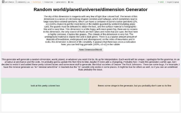Random world/planet/universe/dimension Generator