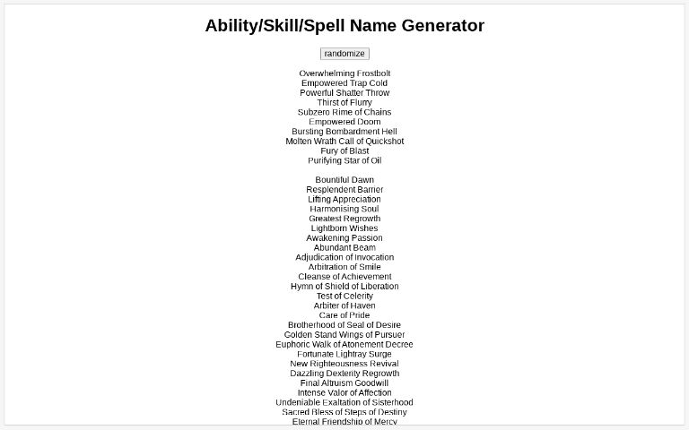 Ability/Skill/Spell Name Generator ― Perchance