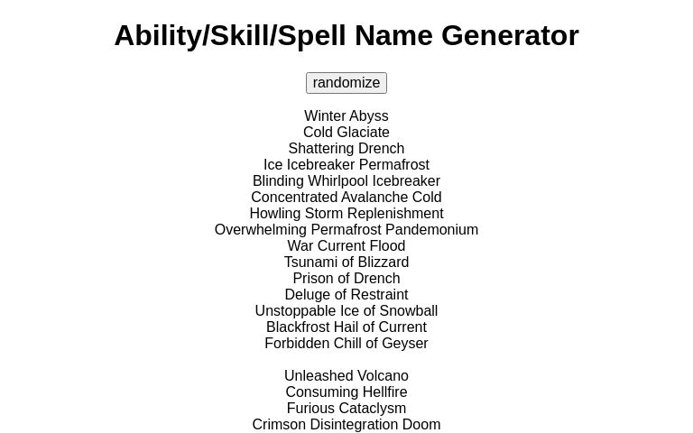 Ability/Skill/Spell Name Generator ― Perchance