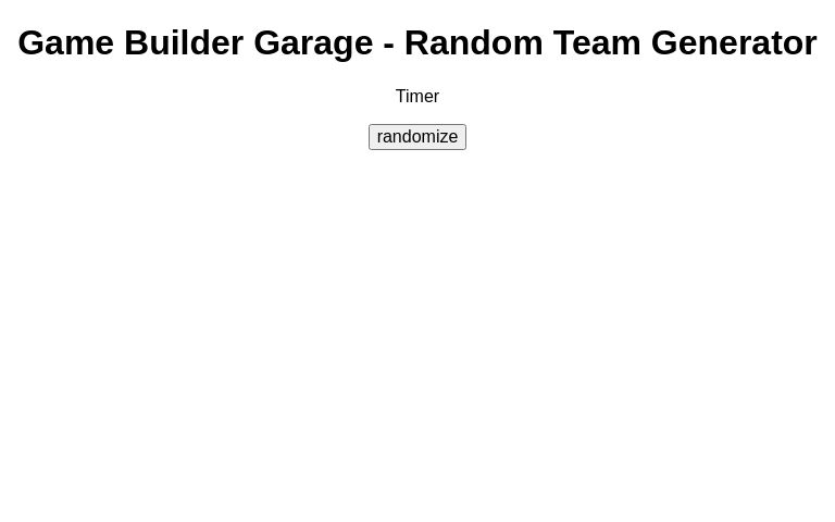 Game Builder Garage - Random Team Generator