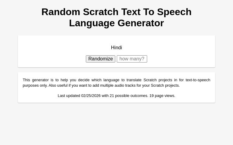 Random Scratch Text To Speech Language Generator