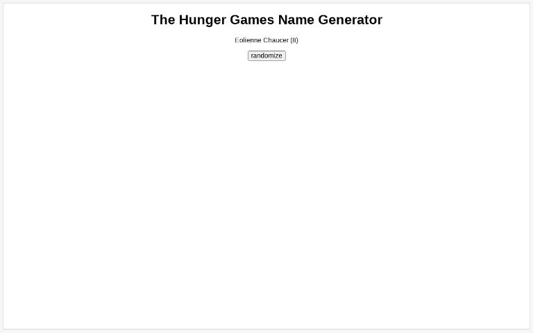 The Hunger Games Name Generator