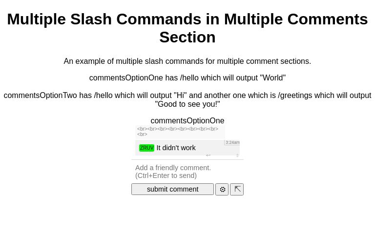 Multiple Slash Commands in Multiple Comments Section ― Perchance Generator